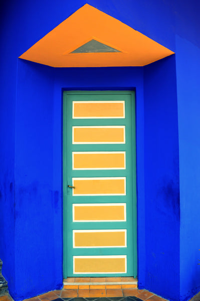 Door at the YSL gardens in Marrakesh